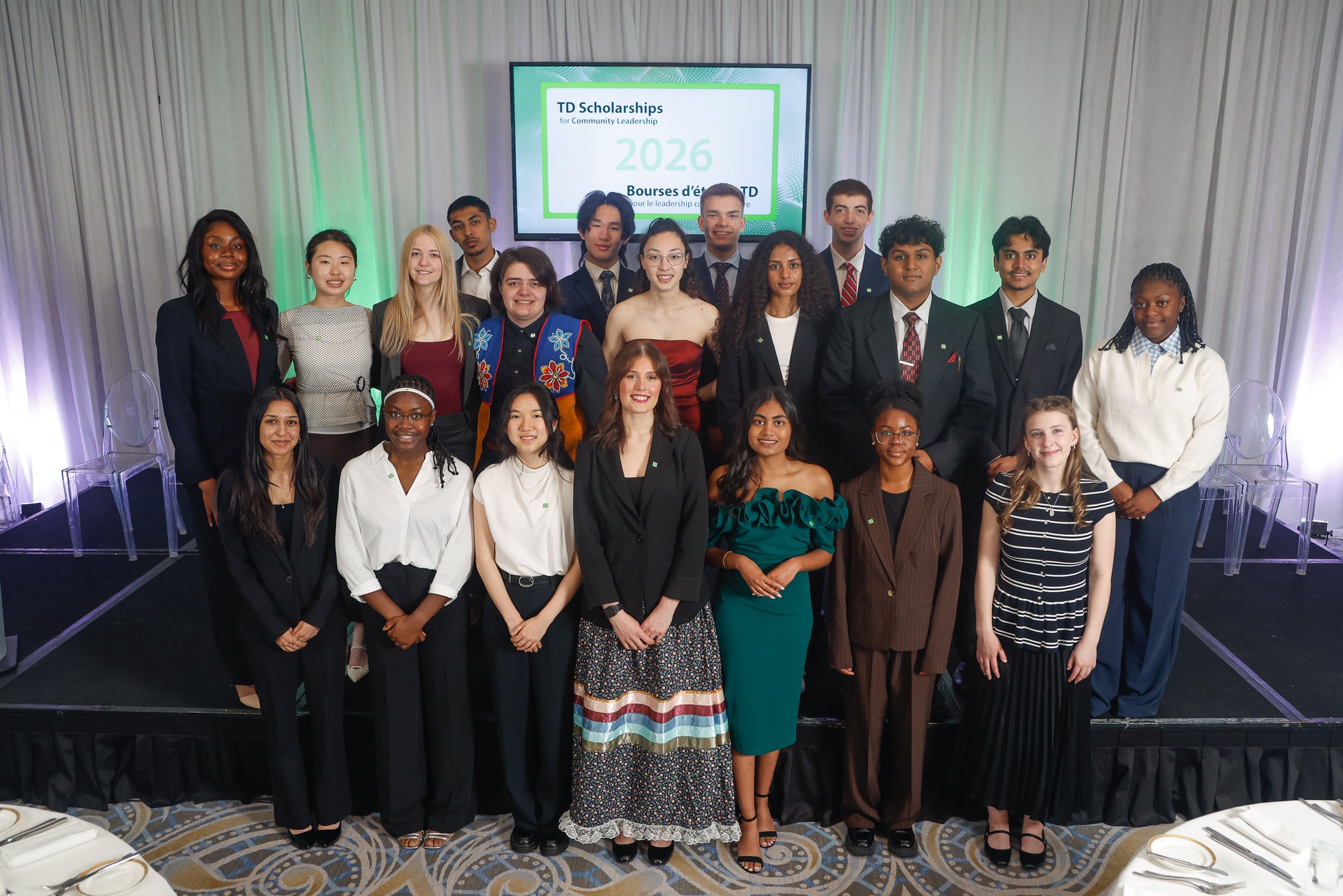 A photo of Vedant with the other TD Scholarship finalists at the 2026 ceremony in Ottawa